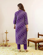 Skylee Viscose Bandhani Straight 3 Piece Kurta Set For Woman