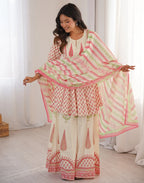 Skylee Cotton Floral Print A-Line 3 Piece Kurta Set For Woman