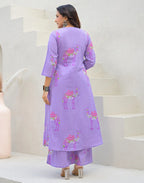 Skylee Cotton Embroidered A-Line 3 Piece Kurta Set For Woman