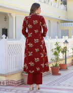 Skylee Cotton Printed A-Line 3 Piece Kurta Set For Woman