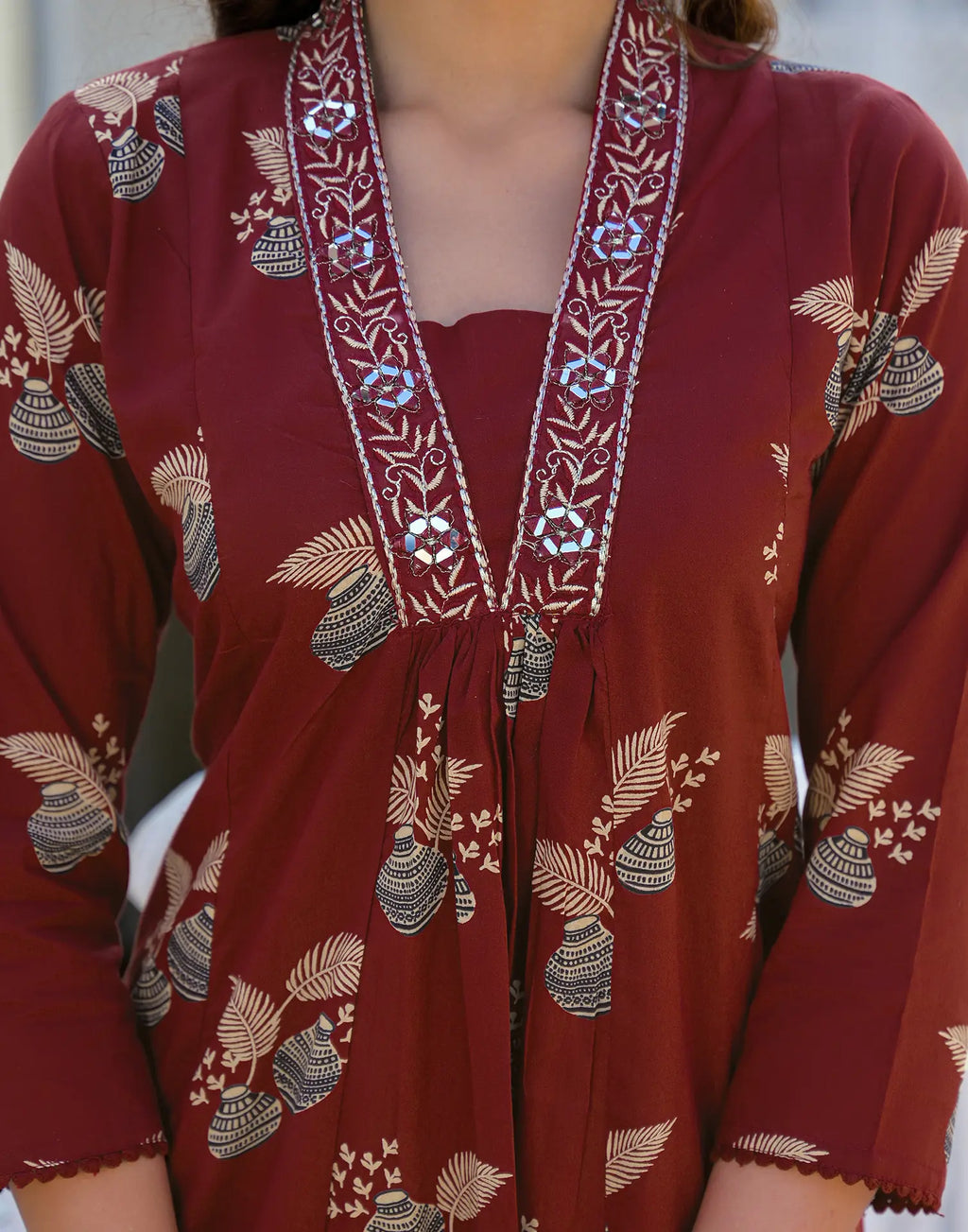 Skylee Cotton Printed A-Line 3 Piece Kurta Set For Woman