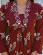 Skylee Cotton Printed A-Line 3 Piece Kurta Set For Woman