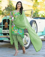 Skylee Crepe Embroidered A-Line 3 Piece Kurta Set For Woman
