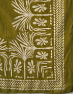 Earthy Olive Green Round Neck Digital Printed Straight 3 Piece Kurta Set with Dupatta