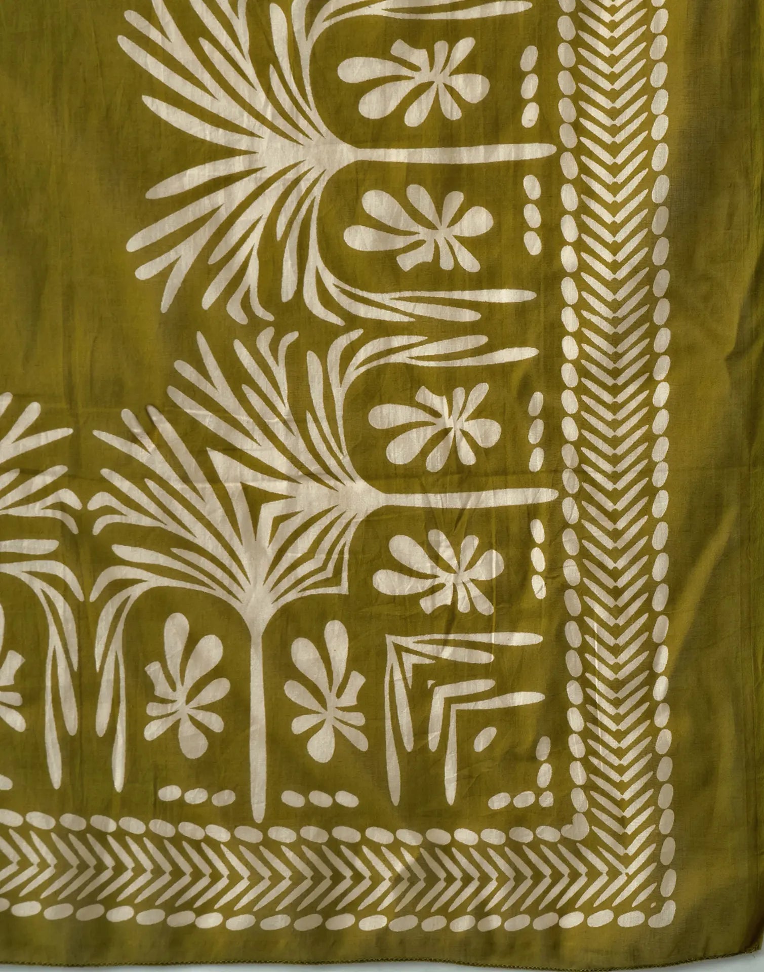 Earthy Olive Green Round Neck Digital Printed Straight 3 Piece Kurta Set with Dupatta