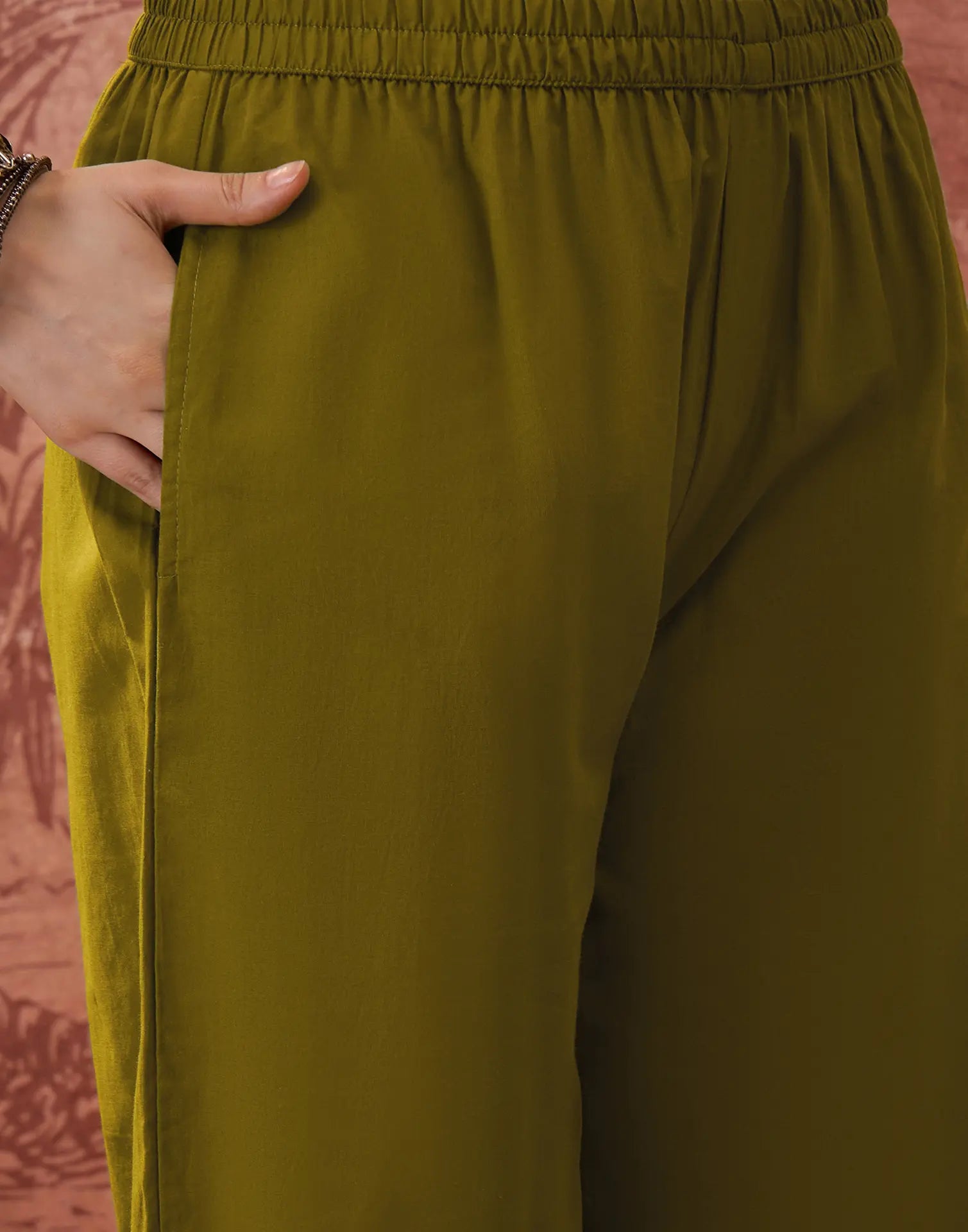Earthy Olive Green Round Neck Digital Printed Straight 3 Piece Kurta Set with Dupatta