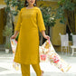 Silk Blend Straight Embroidery Round Neck Kurta with Pant & Dupatta