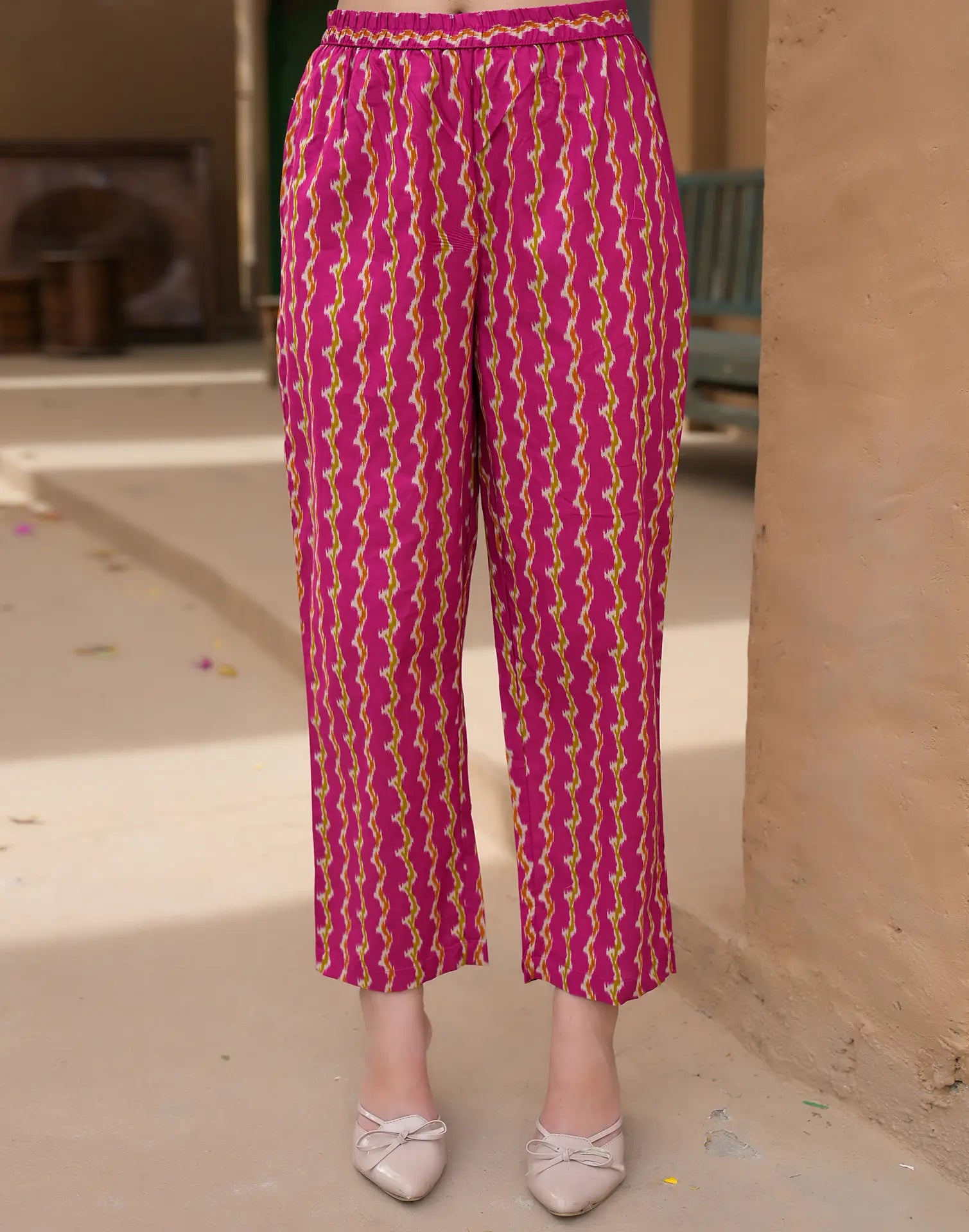 Barbie Pink Notched Round Neck Embroidered Printed Straight 3 Piece Kurta Set with Dupatta