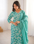 Skylee Cotton Printed Straight 3 Piece Kurta Set For Woman