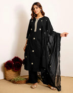 Skylee Cotton Embroidered Straight 3 Piece Kurta Set For Woman