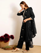 Skylee Cotton Embroidered Straight 3 Piece Kurta Set For Woman