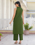 Skylee Cotton Embroidered Straight 3 Piece Kurta Set For Woman