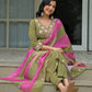 Cotton Embroidered Straight Kurta with Pant & Dupatta