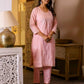 Pink Cotton Woven Design Straight Kurta Set for Women with Pant and Dupatta
