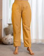 Yellow Cotton Woven Straight Kurta Set with Pant & Dupatta under 1250