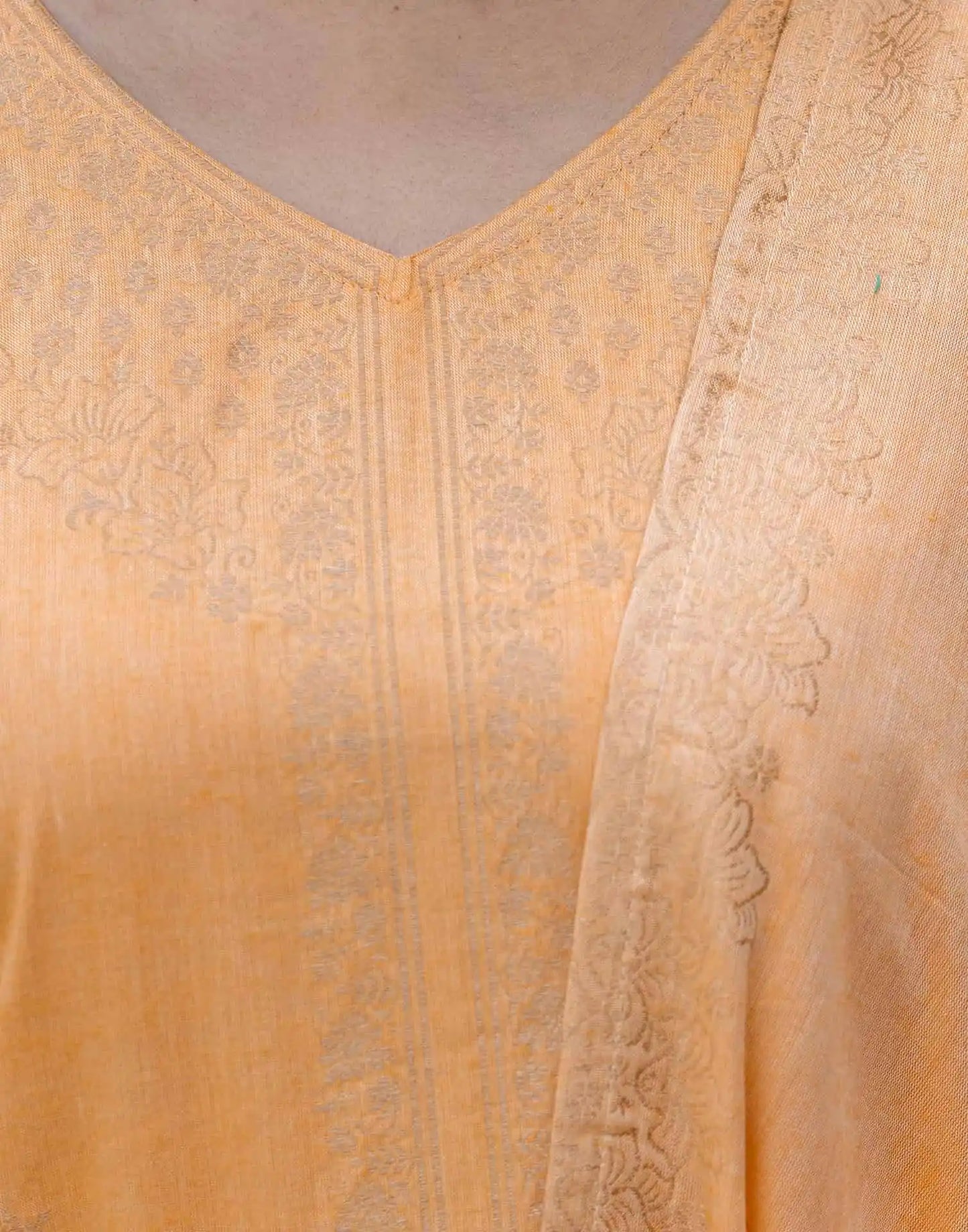 Cotton Straight Woven Design V-Neck Kurta with Pant & Dupatta