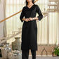 Affordable Black Cotton Blend Kurta Set with Pant & Dupatta for Women