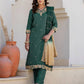 Silk Blend Embroidery, Sequin Work and Embroidery Lace Straight Kurta with Pant & Dupatta