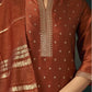 Rust silk straight kurta set women