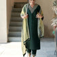 Skylee Dark Green Silk V Neck Sleeve Straight Kurta Set with Pant & Dupatta