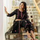 Black Silk Blend Embroidery and Sequins Work Straight Kurta with Pant and Dupatta
