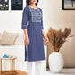 Cotton Embroidered Straight Round Neck Kurtis