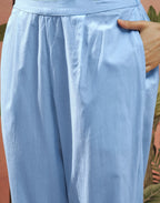 Powder Blue Keyhole Round Neck Embroidered Straight 3 Piece Kurta Set with Dupatta