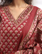 Skylee Cotton Foil Print Anarkali 3 Piece Kurta Set For Woman