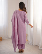Skylee Silk Embroidered Straight 3 Piece Kurta Set For Woman