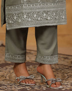 Skylee Silk Embroidered Straight 3 Piece Kurta Set For Woman