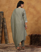Skylee Silk Embroidered Straight 3 Piece Kurta Set For Woman