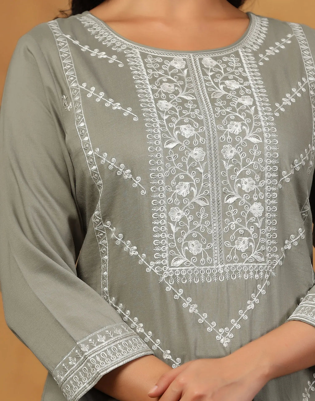 Skylee Silk Embroidered Straight 3 Piece Kurta Set For Woman