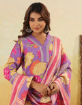 Skylee Silk Floral Print Straight 3 Piece Kurta Set For Woman