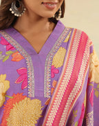 Skylee Silk Floral Print Straight 3 Piece Kurta Set For Woman