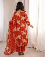 Skylee Viscose Printed Straight 3 Piece Kurta Set For Woman