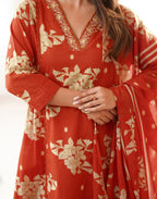 Skylee Viscose Printed Straight 3 Piece Kurta Set For Woman