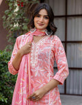 Skylee Cotton Printed Straight 3 Piece Kurta Set For Woman