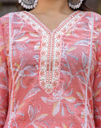 Skylee Cotton Printed Straight 3 Piece Kurta Set For Woman