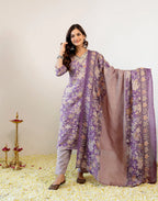 Skylee Viscose Printed Straight 3 Piece Kurta Set For Woman