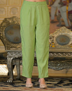 Silk Weaving Straight Round Neck Kurta with Pant & Dupatta