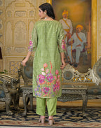 Silk Weaving Straight Round Neck Kurta with Pant & Dupatta