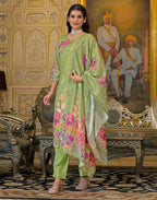 Silk Weaving Straight Round Neck Kurta with Pant & Dupatta