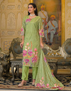 Silk Weaving Straight Round Neck Kurta with Pant & Dupatta
