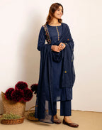 Skylee Cotton Embroidered Straight 3 Piece Kurta Set For Woman