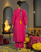 Skylee Chiffon Embroidered Straight 3 Piece Kurta Set For Woman