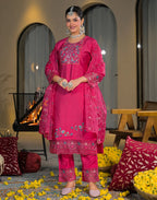 Skylee Chiffon Embroidered Straight 3 Piece Kurta Set For Woman