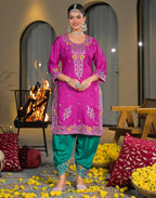 Skylee Silk Embroidered Straight 3 Piece Kurta Set For Woman