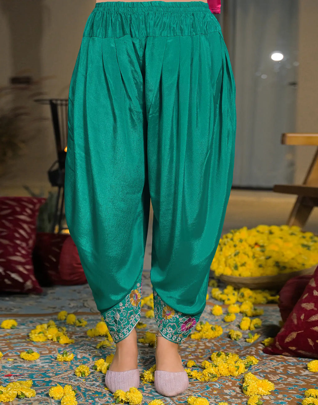 Skylee Silk Embroidered Straight 3 Piece Kurta Set For Woman