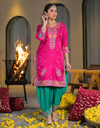 Skylee Silk Embroidered Straight 3 Piece Kurta Set For Woman