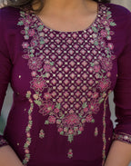Skylee Silk Embroidered Straight 3 Piece Kurta Set For Woman